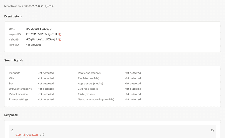 Screenshot showing Smart Signals detection