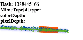 Example of a canvas fingerprint showing hash number