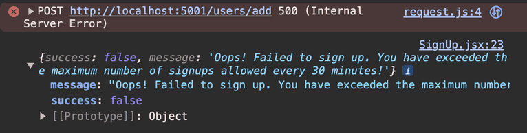 Sign-up failed